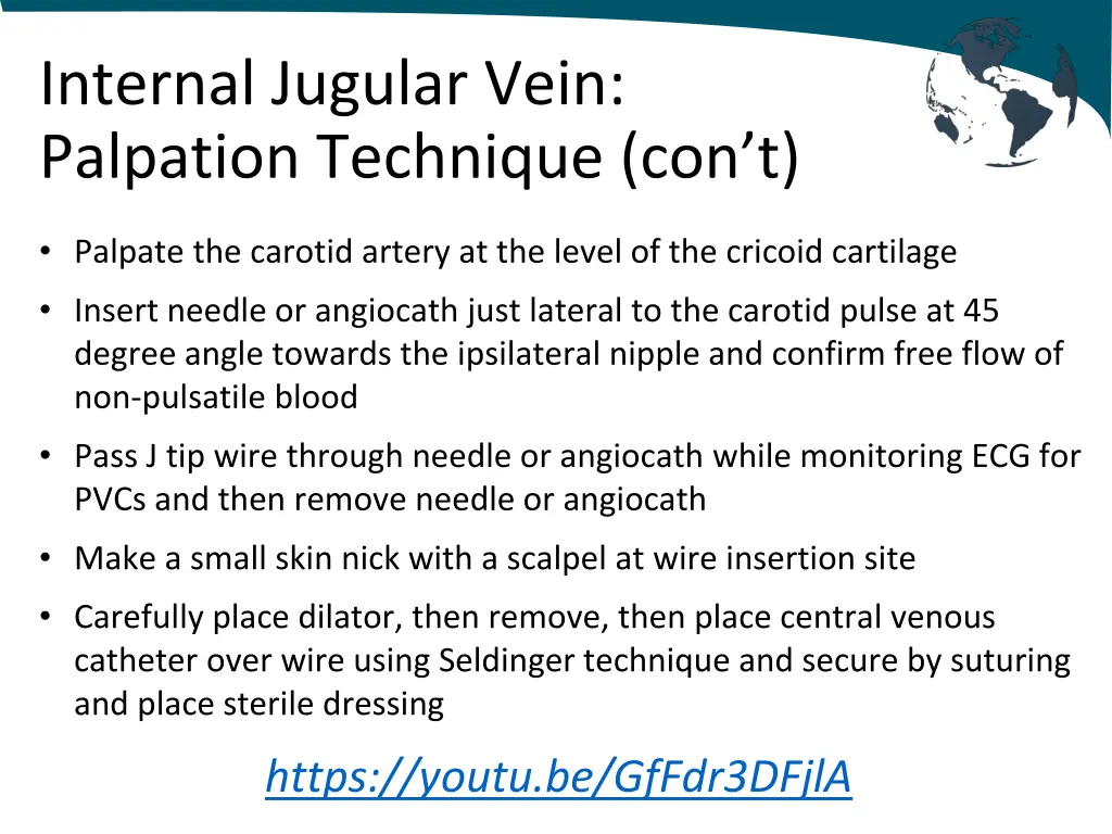 internal jugular vein palpation technique con t