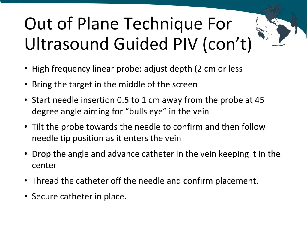 out of plane technique for ultrasound guided