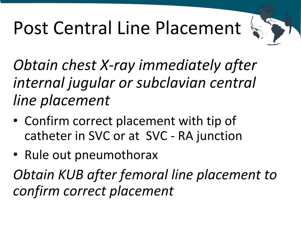 post central line placement