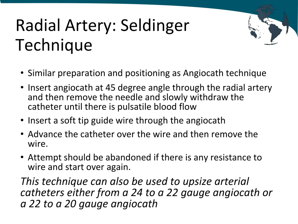 radial artery seldinger technique