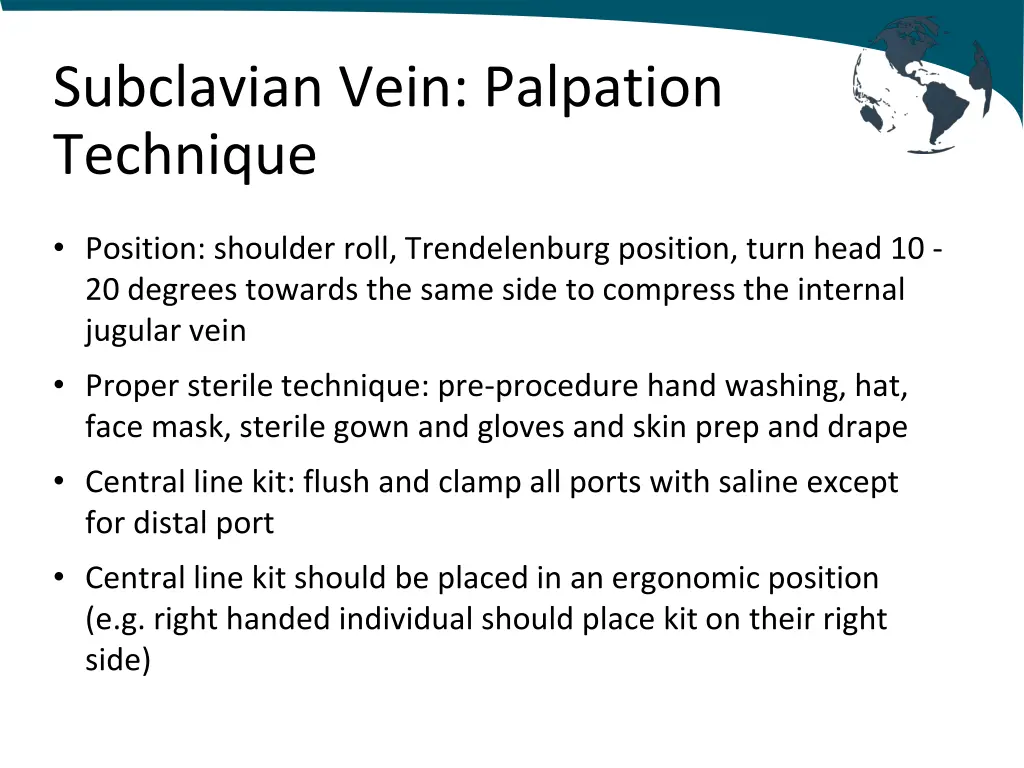 subclavian vein palpation technique