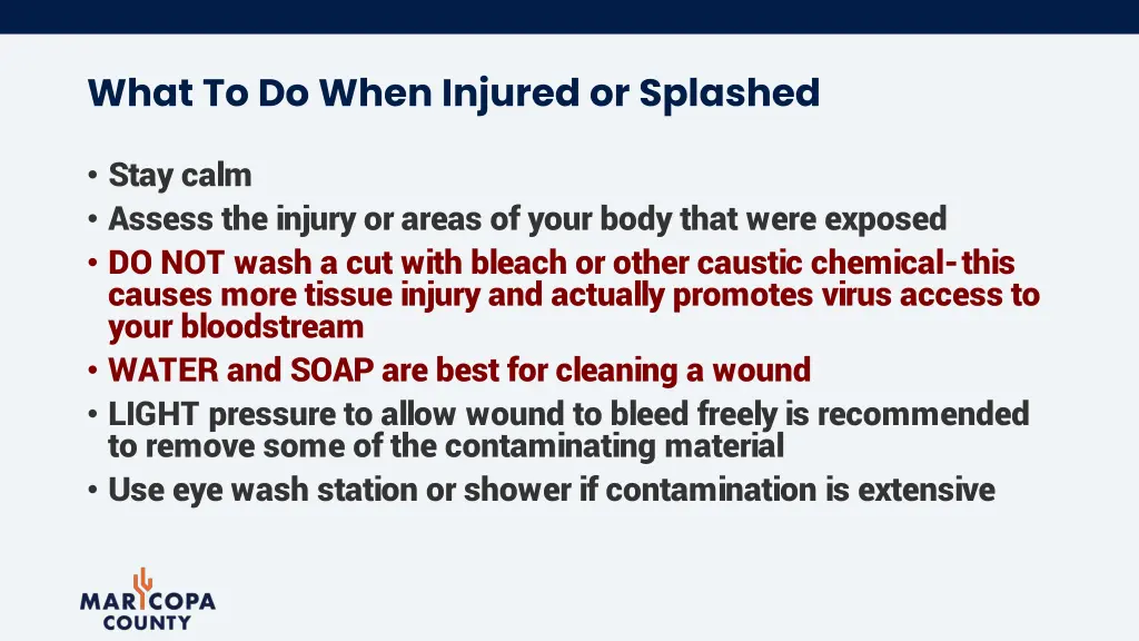 what to do when injured or splashed