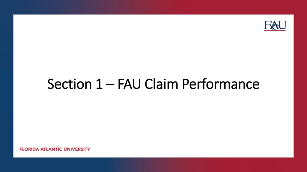 section 1 section 1 fau claim performance