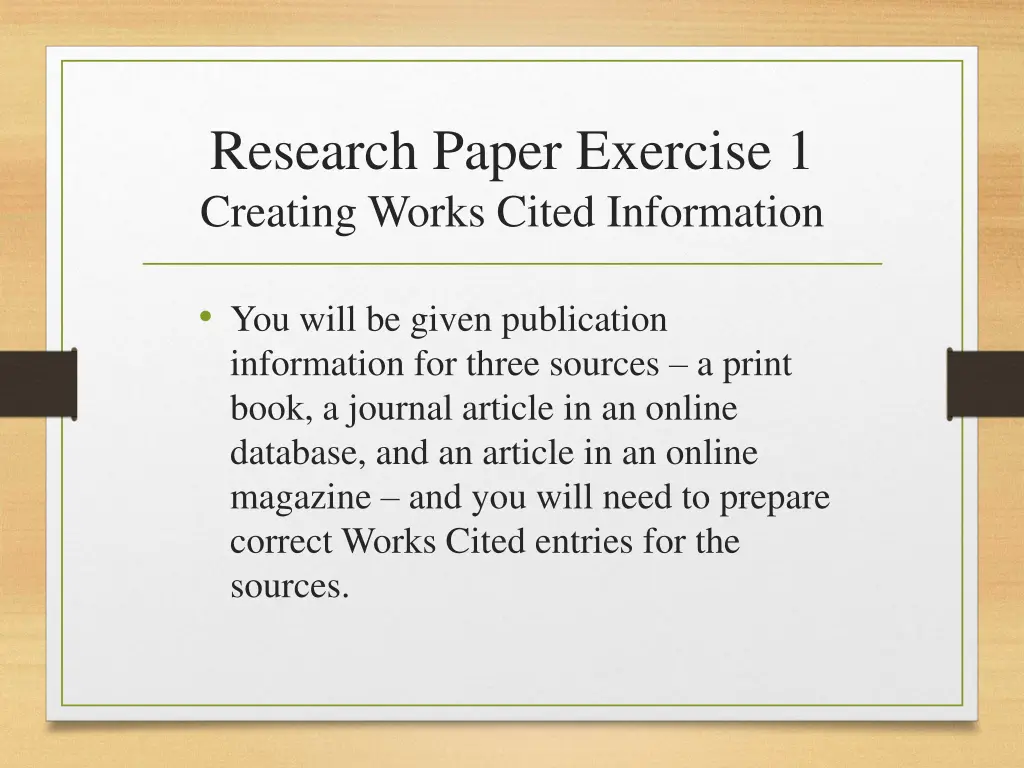 research paper exercise 1 creating works cited