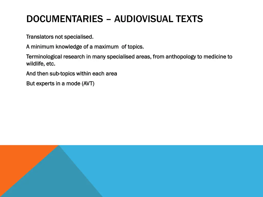 documentaries audiovisual texts