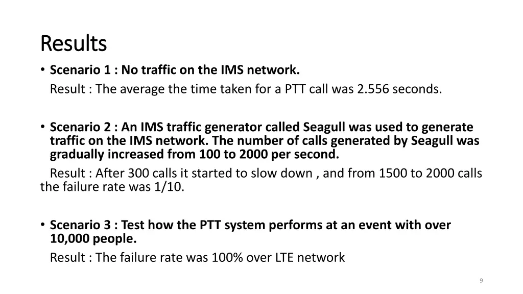 results results scenario 1 no traffic