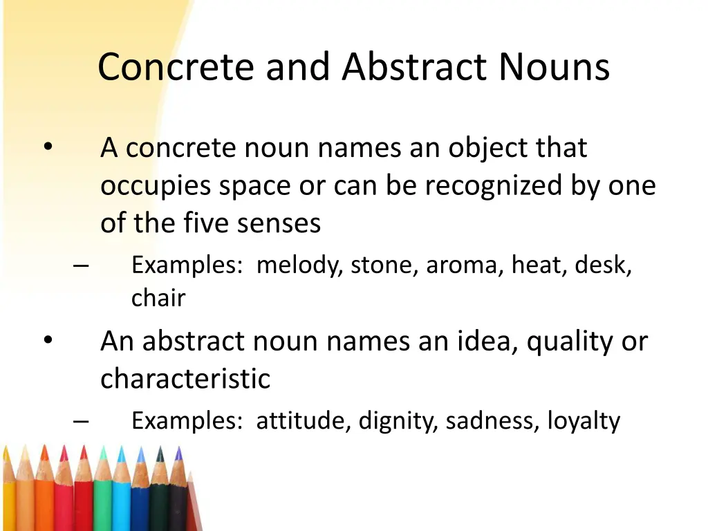 concrete and abstract nouns