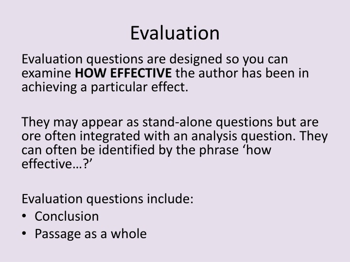 evaluation