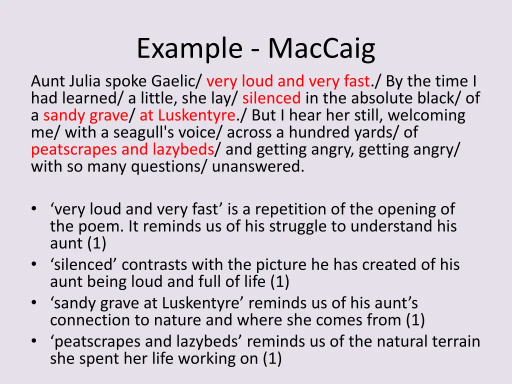 example maccaig aunt julia spoke gaelic very loud