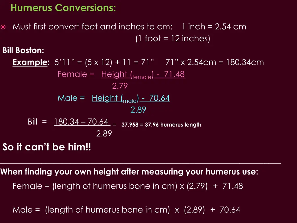 humerus conversions