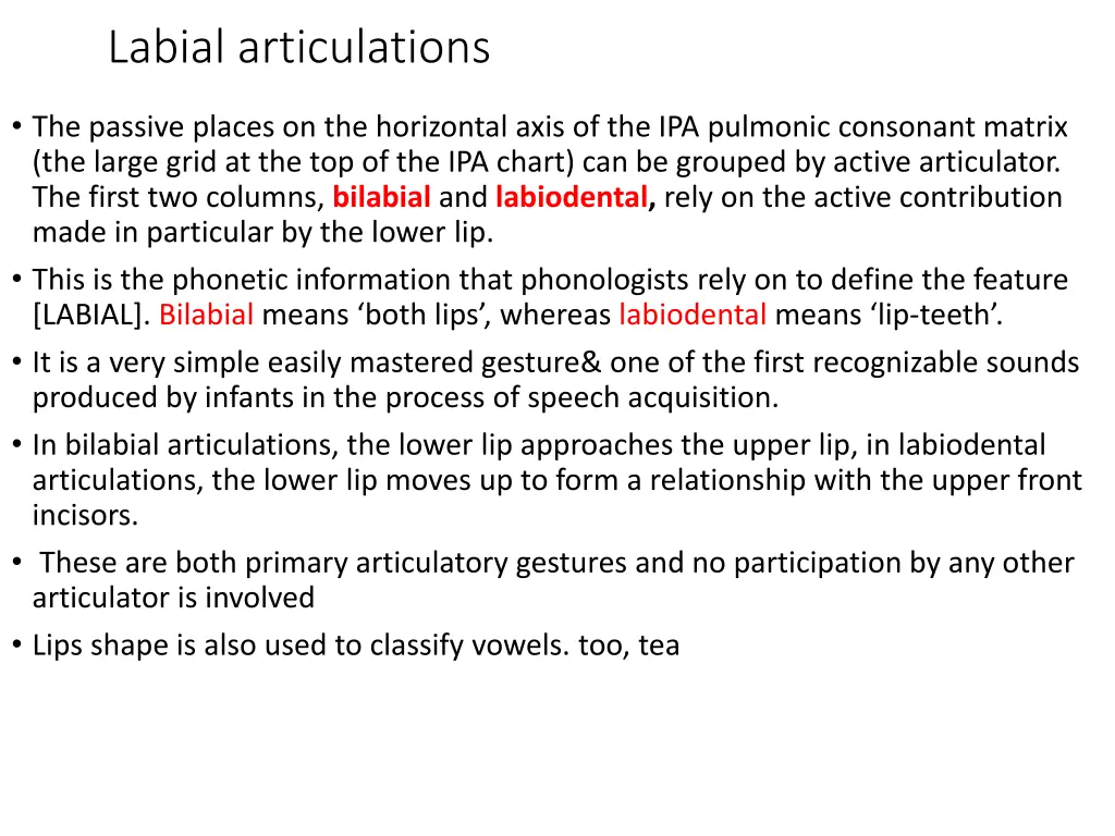 labial articulations