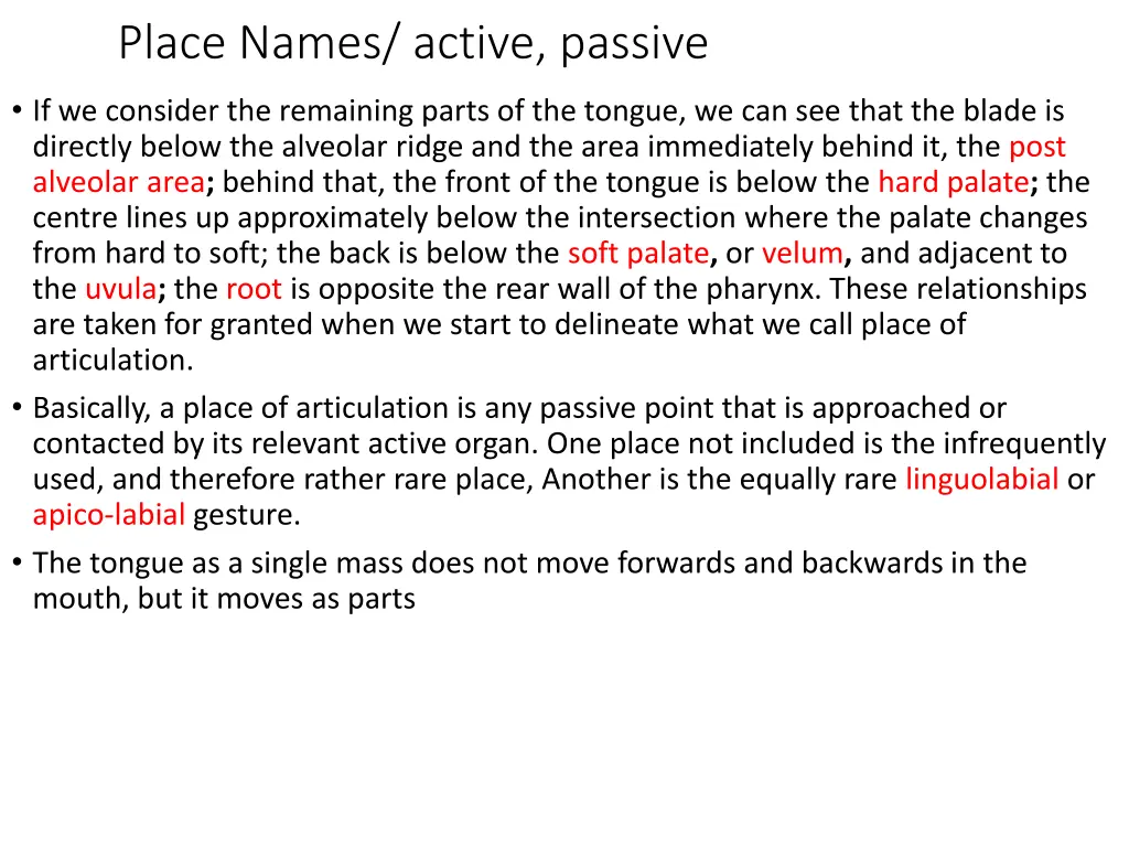 place names active passive