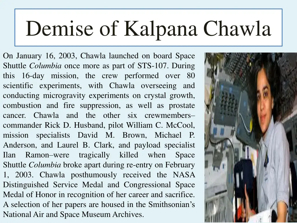 demise of kalpana chawla