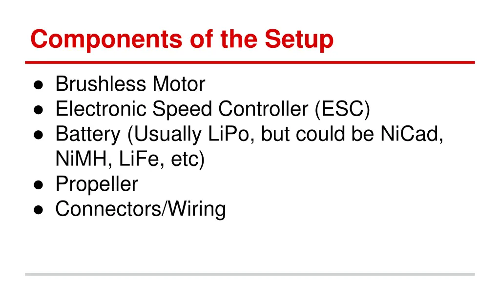 components of the setup