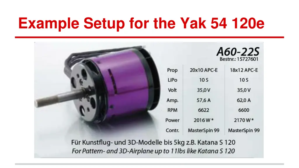 example setup for the yak 54 120e