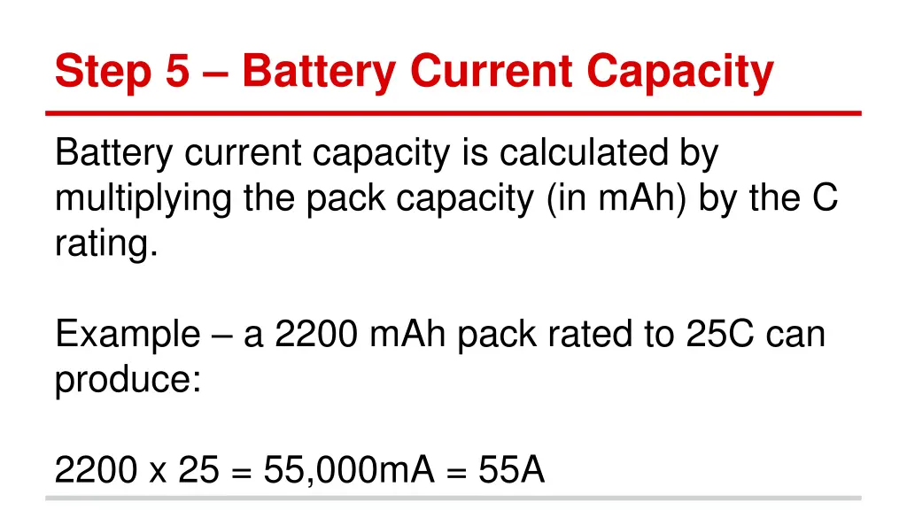 step 5 battery current capacity