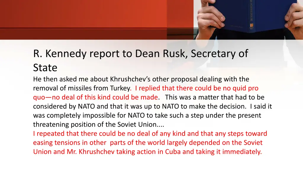 r kennedy report to dean rusk secretary of state