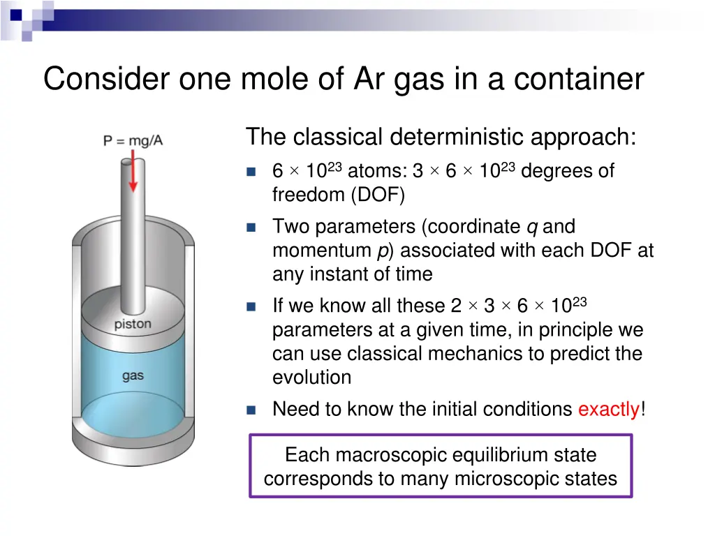 consider one mole of ar gas in a container 1