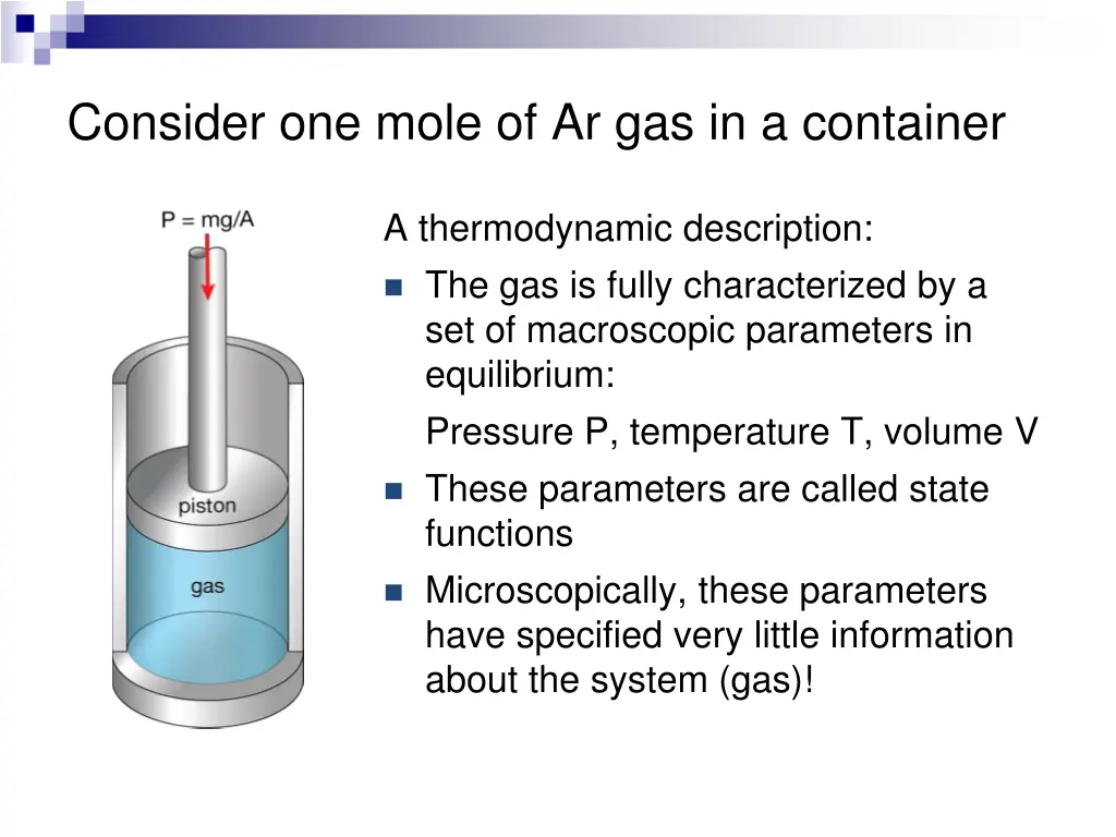 consider one mole of ar gas in a container