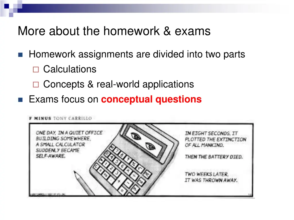 more about the homework exams