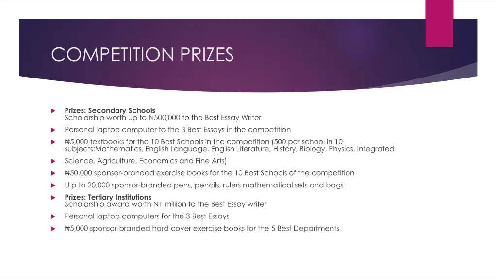 competition prizes