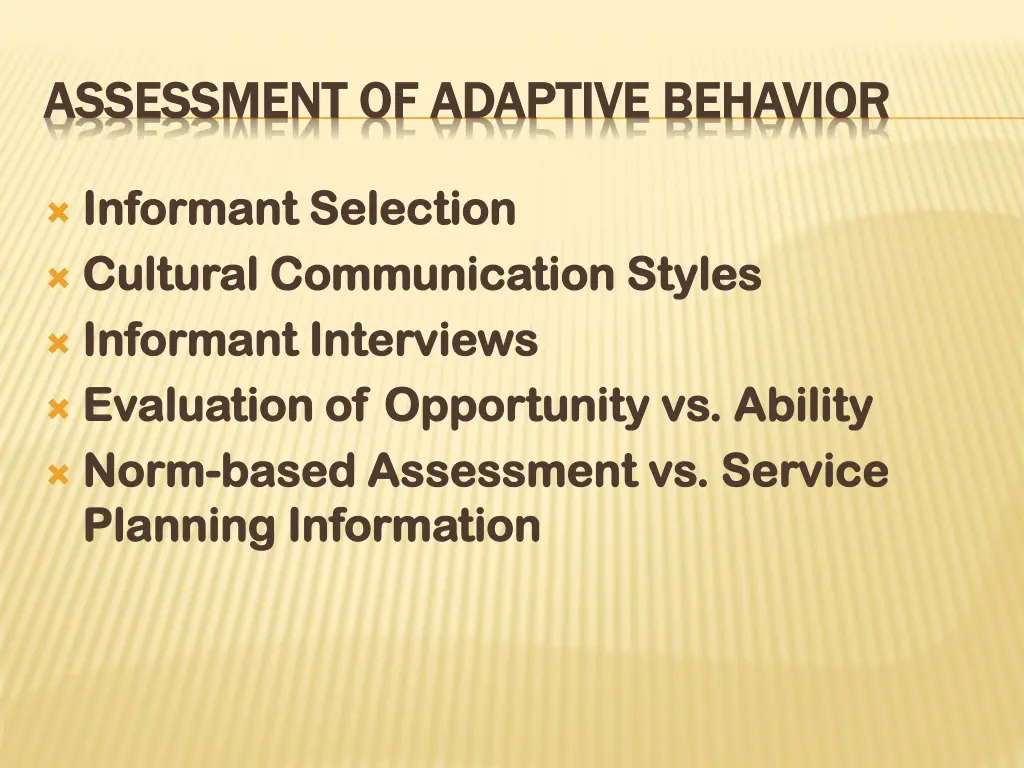 assessment of adaptive behavior assessment