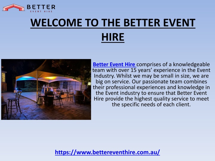 welcome to the better event hire