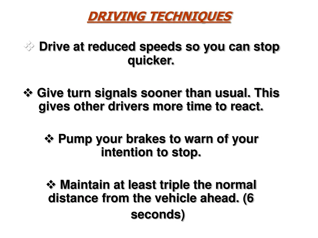 driving techniques