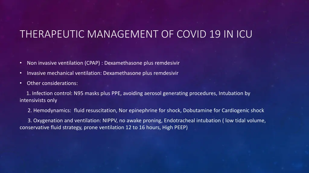 therapeutic management of covid 19 in icu