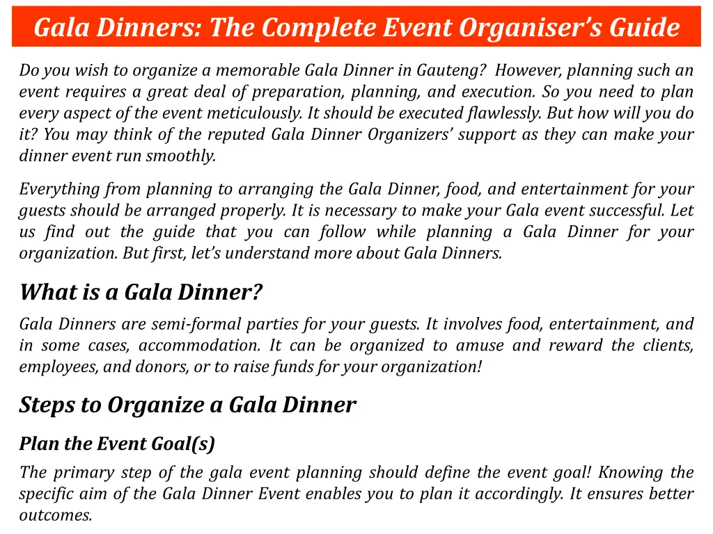 gala dinners the complete event organiser s guide