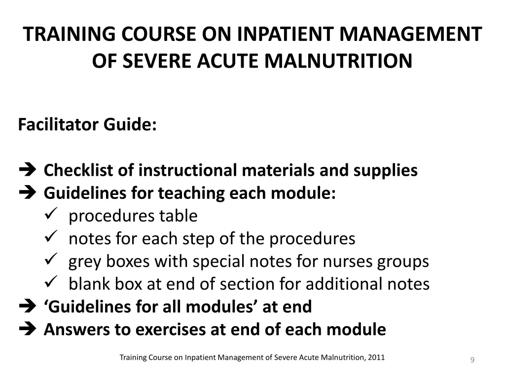 training course on inpatient management of severe 8