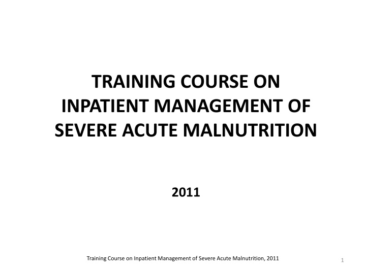 training course on inpatient management of severe