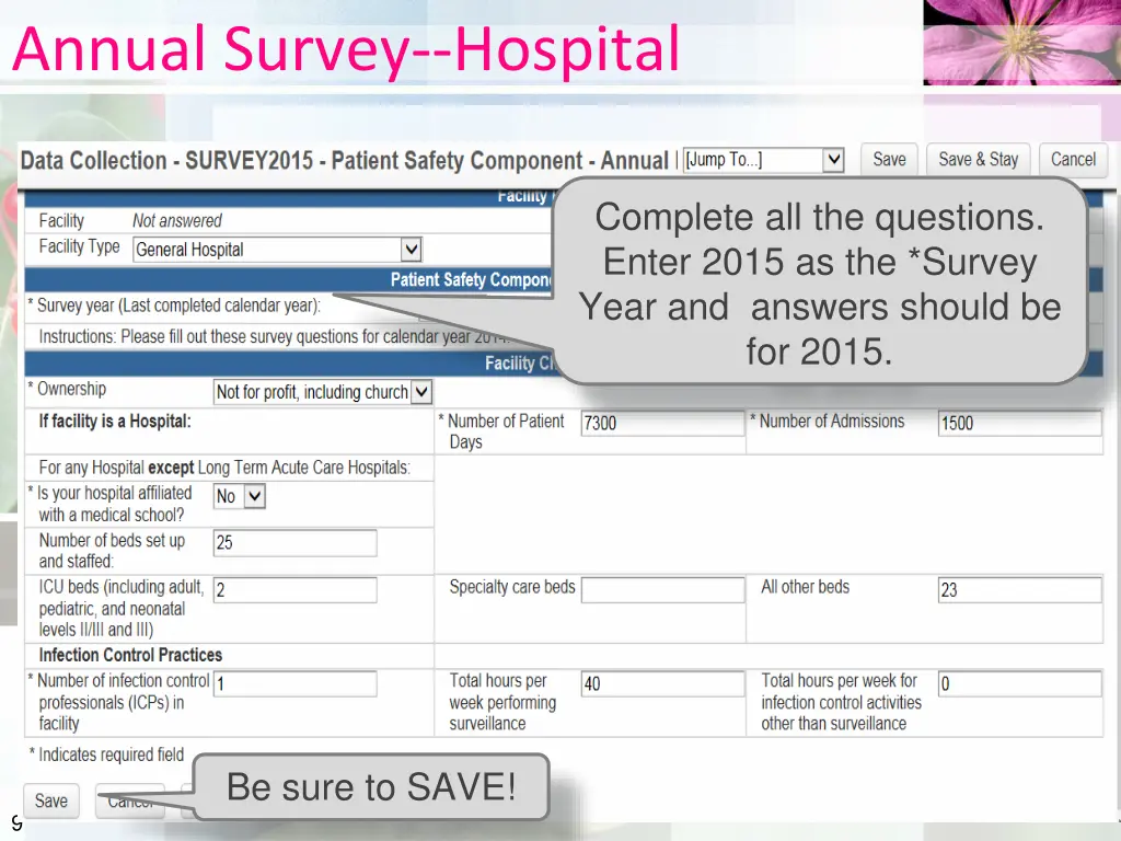 annual survey hospital