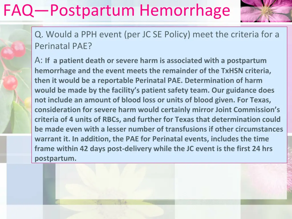 faq postpartum hemorrhage