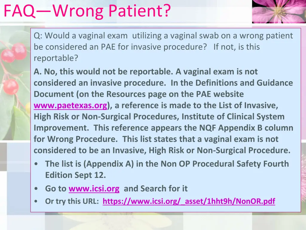 faq wrong patient