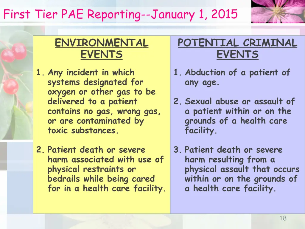 first tier pae reporting january 1 2015 1