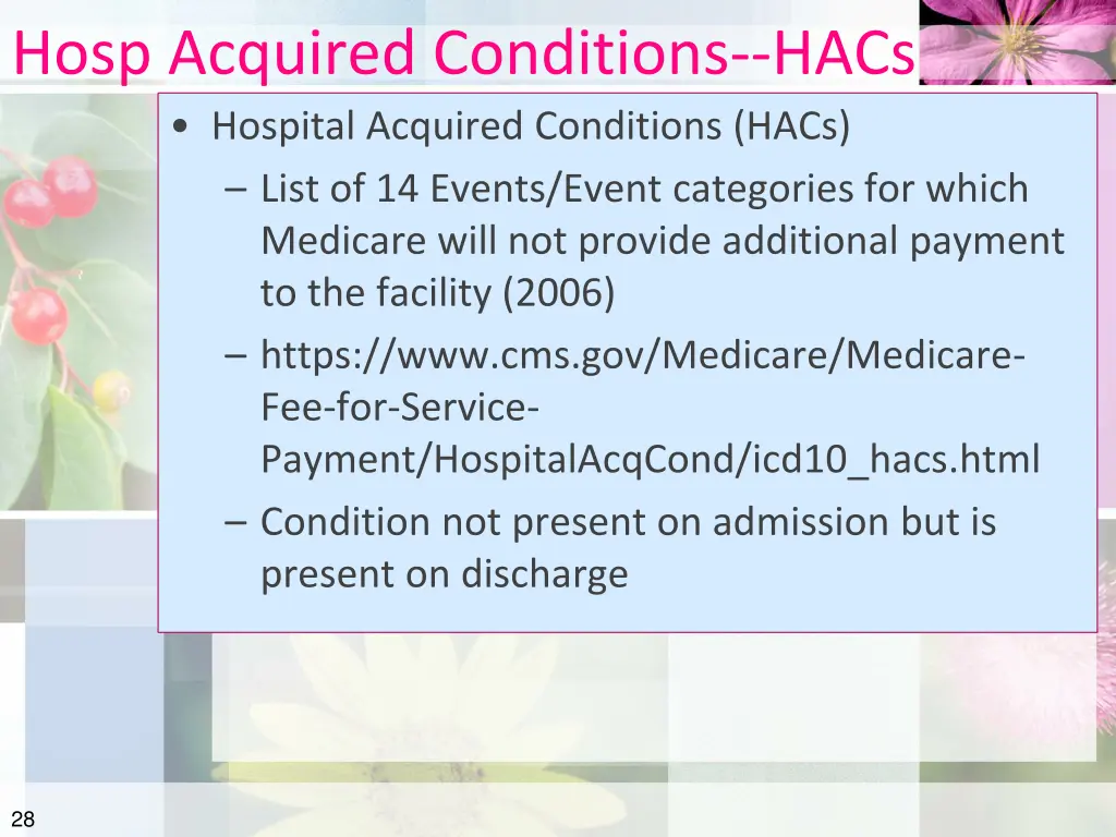 hosp acquired conditions hacs hospital acquired