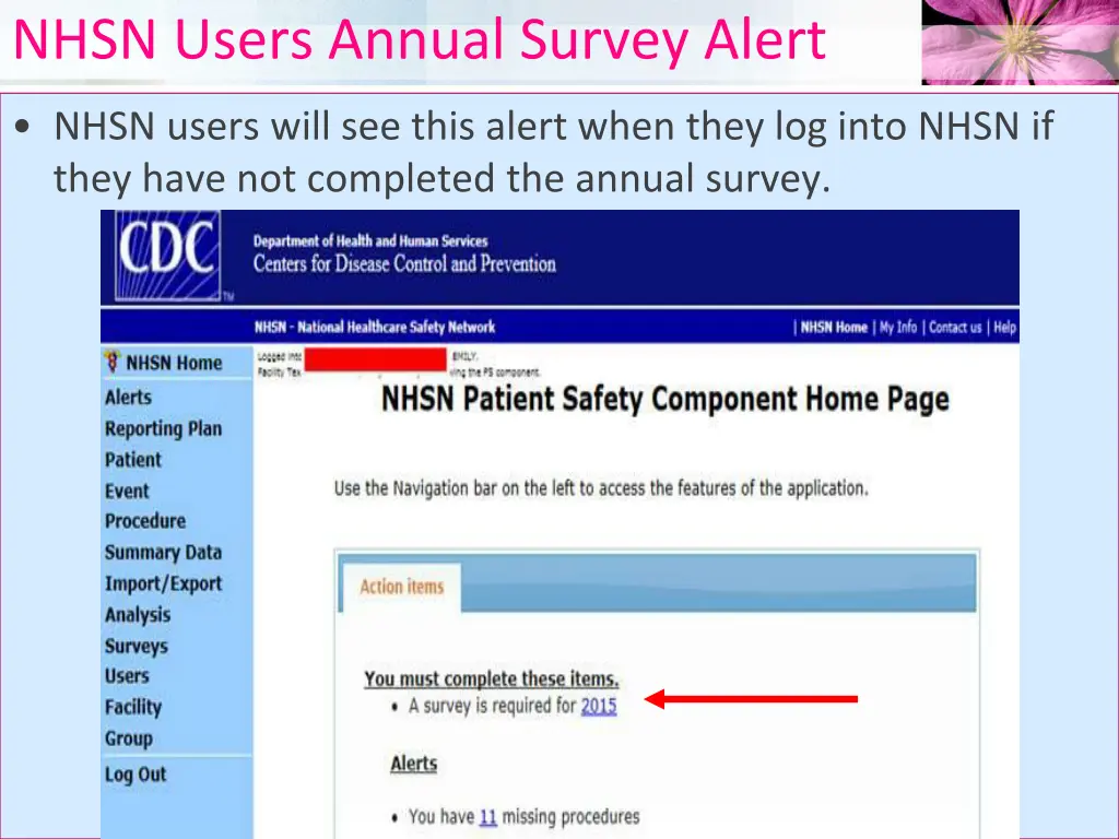 nhsn users annual survey alert