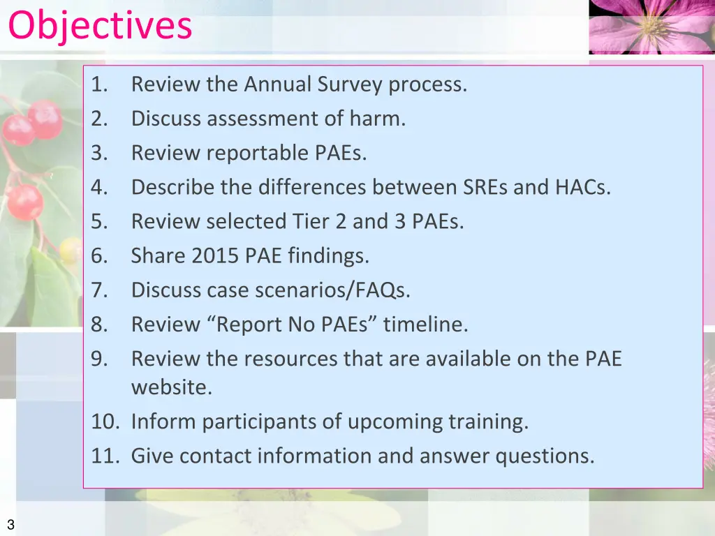 objectives