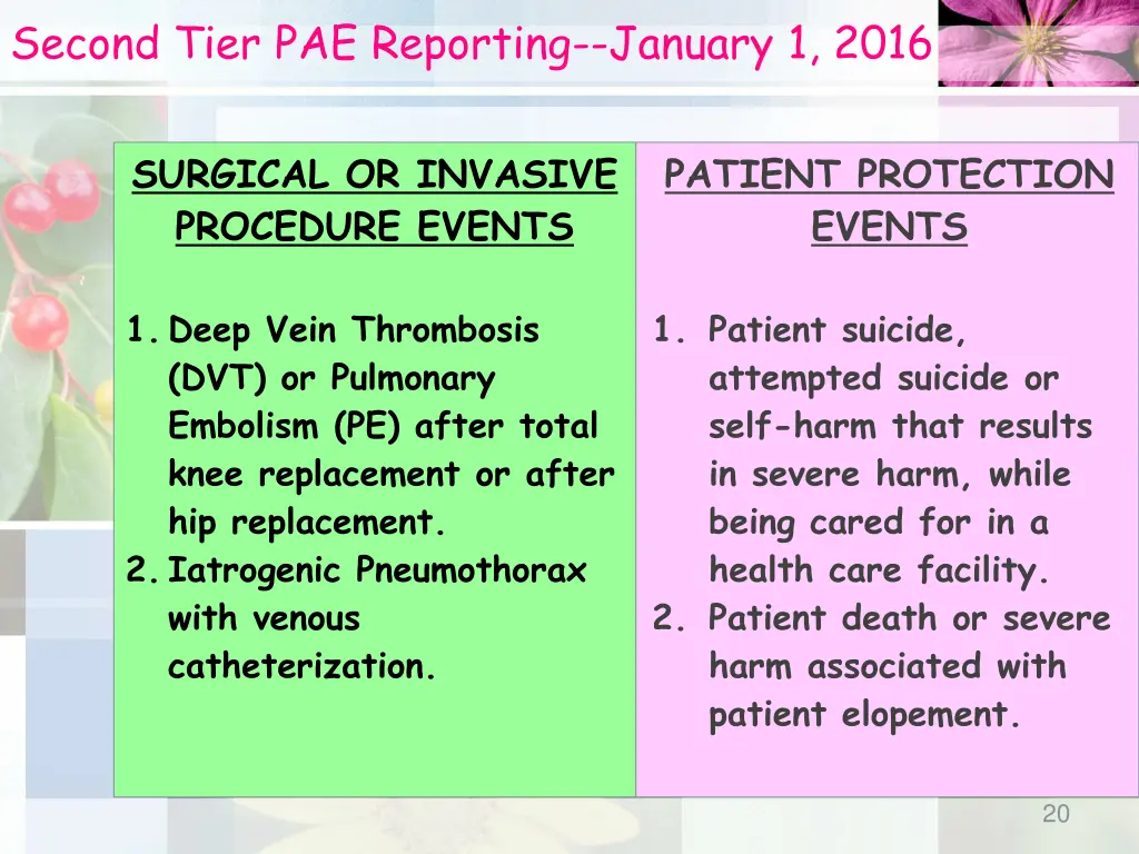 second tier pae reporting january 1 2016