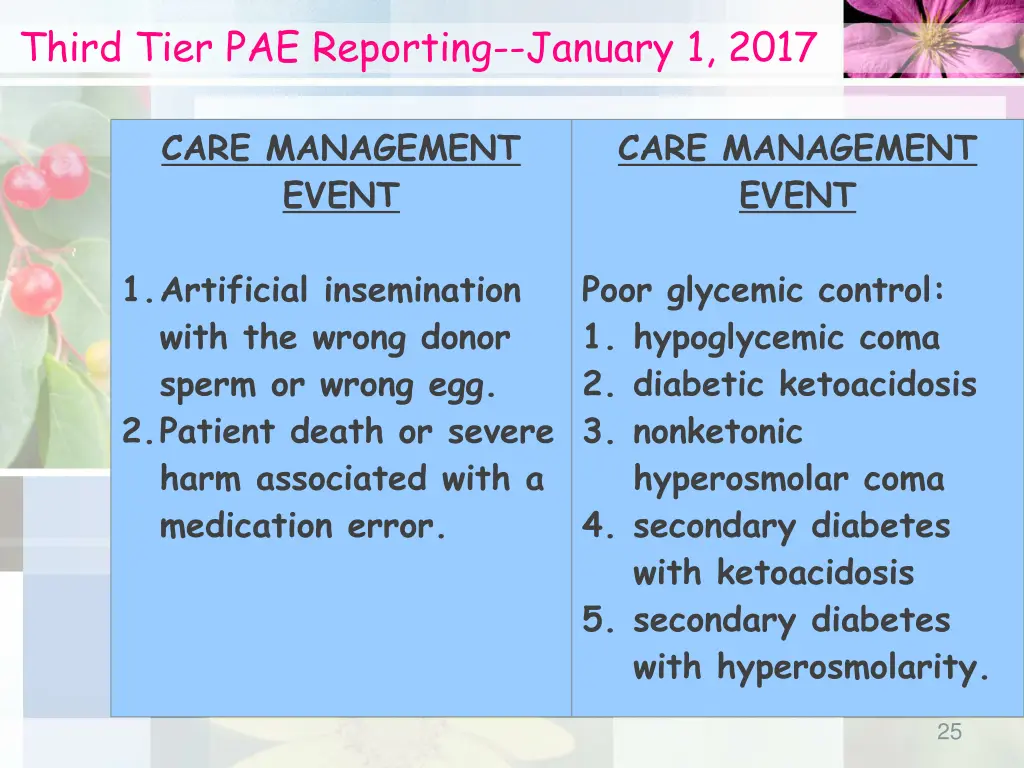 third tier pae reporting january 1 2017 2