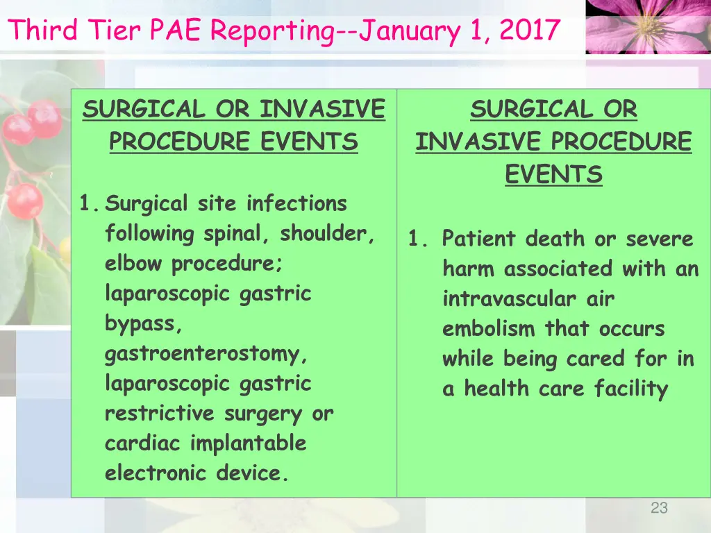 third tier pae reporting january 1 2017