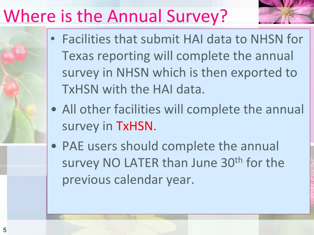 where is the annual survey facilities that submit