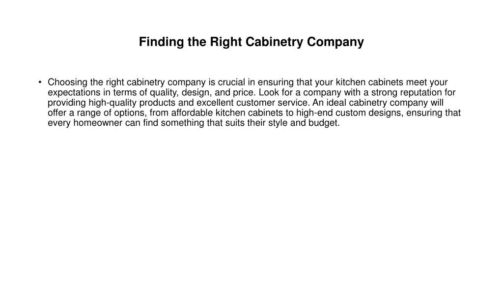 finding the right cabinetry company