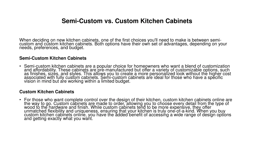 semi custom vs custom kitchen cabinets