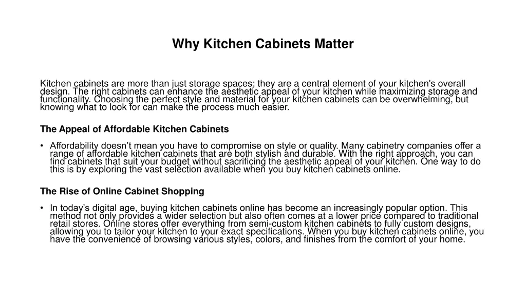 why kitchen cabinets matter