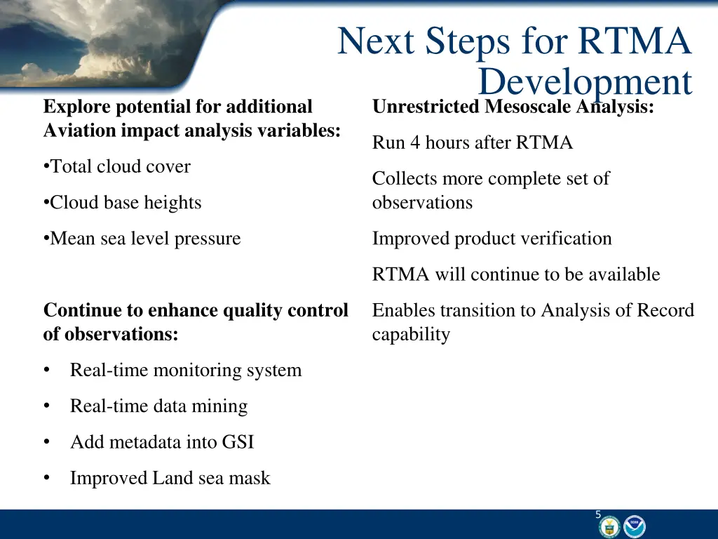 next steps for rtma development unrestricted