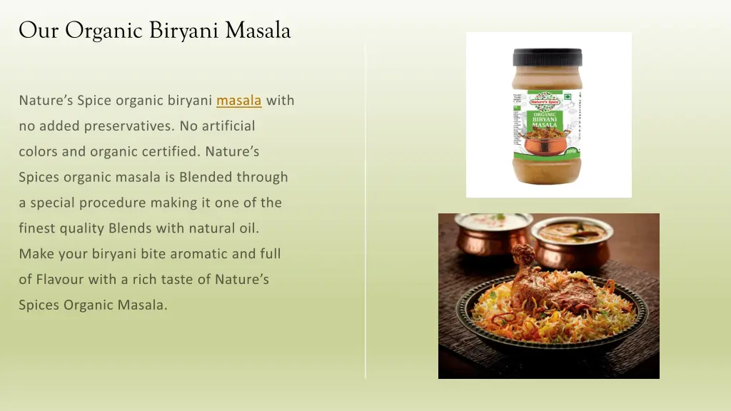 our organic biryani masala