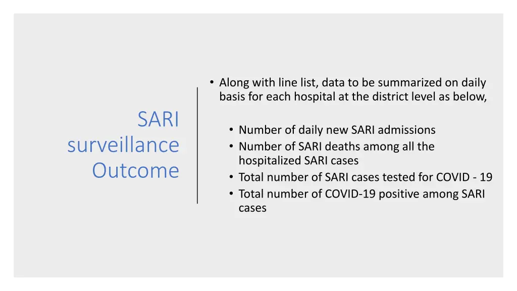 along with line list data to be summarized