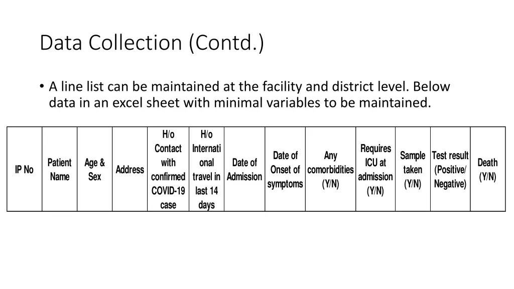 data collection contd